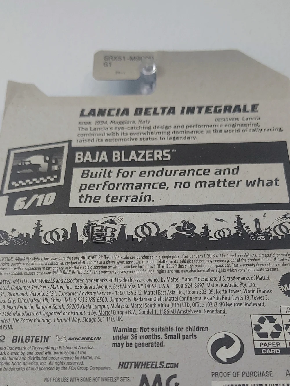 Lancia Delta Integrale Hot Wheels Baja Blazers 6/10 White Rally Diecast